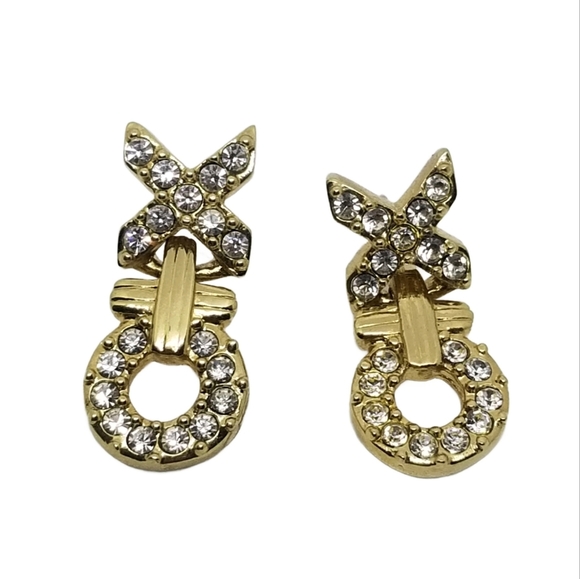 SWAROVSKI JEWELERS COLLECTION GOLDTONE & CRYSTAL XOXO EARRINGS - Picture 1 of 5